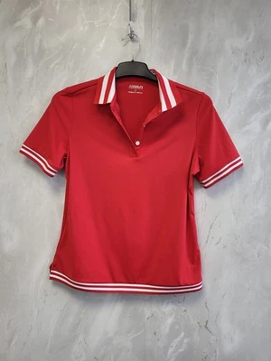 Cegolfs rotes Polo Kurzarm Golf Poloshirt weiß Streifenbesatz Größe Small. PWB - Bild 1 von 4