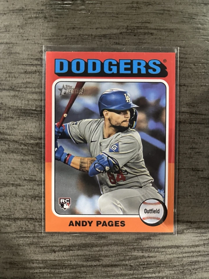 (2) 2024 Topps Heritage High Number/Archives Andy Pages #696/295 RC LA Dodgers - Image 2 of 4