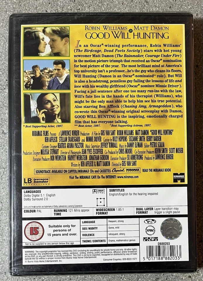 Good Will Hunting (1997) DVD Robin Williams New & Sealed - Image 2 of 2