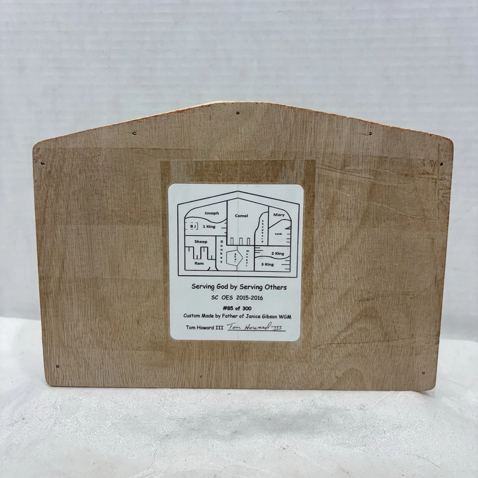 Conjunto de quebra-cabeças vintage artesanal de madeira animais estáveis figuras de Natal - Imagem 3 de 4