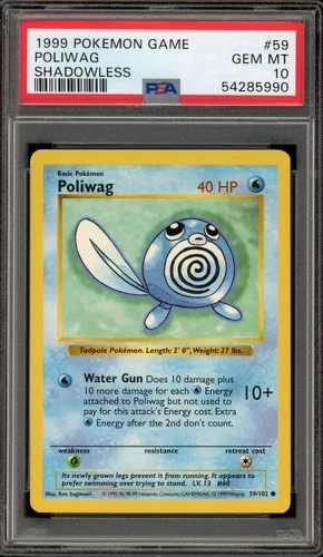 Pokemon Poliwag Base Set Shadowless #59 PSA 10 Gem Mint