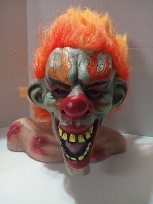 Halloween Mask Paper Magic Evil Killer Clown Orange Hair 