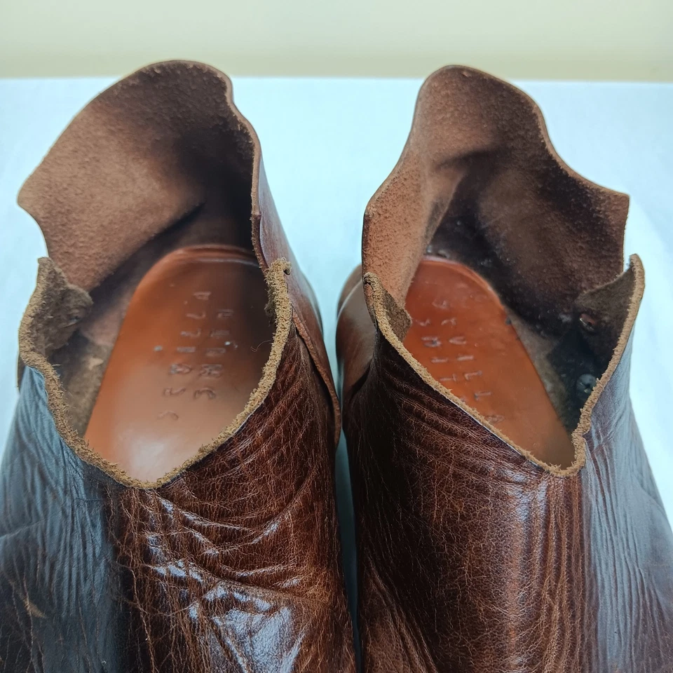 BOTAS TOBILLERAS Seville Smith HECHAS A MANO de cuero envejecido suave con mantequilla 9 EE. UU. Foto 3 de 4