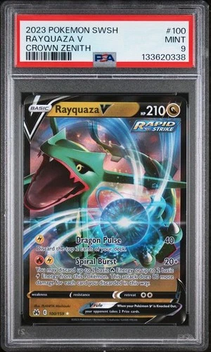 PSA 9 MINT Rayquaza V Crown Zenith 2023 SWSH Pokemon 100/159