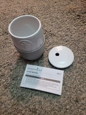 The Pampered Chef Ceramic Egg Cooker 1529 White with Gray Sleeve no box 