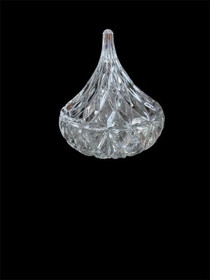 HERSHEY KISS CANDY DISH Trinket Dish Crystal Cut Glass 1994 HFC Chocolate Drop