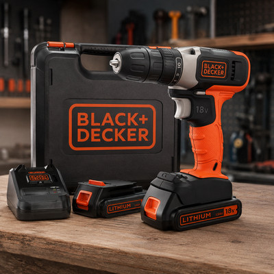 Black+Decker BCD001C2-QW 18V Akku-Bohrschrauber Akkuschrauber inkl. 2 Akkus