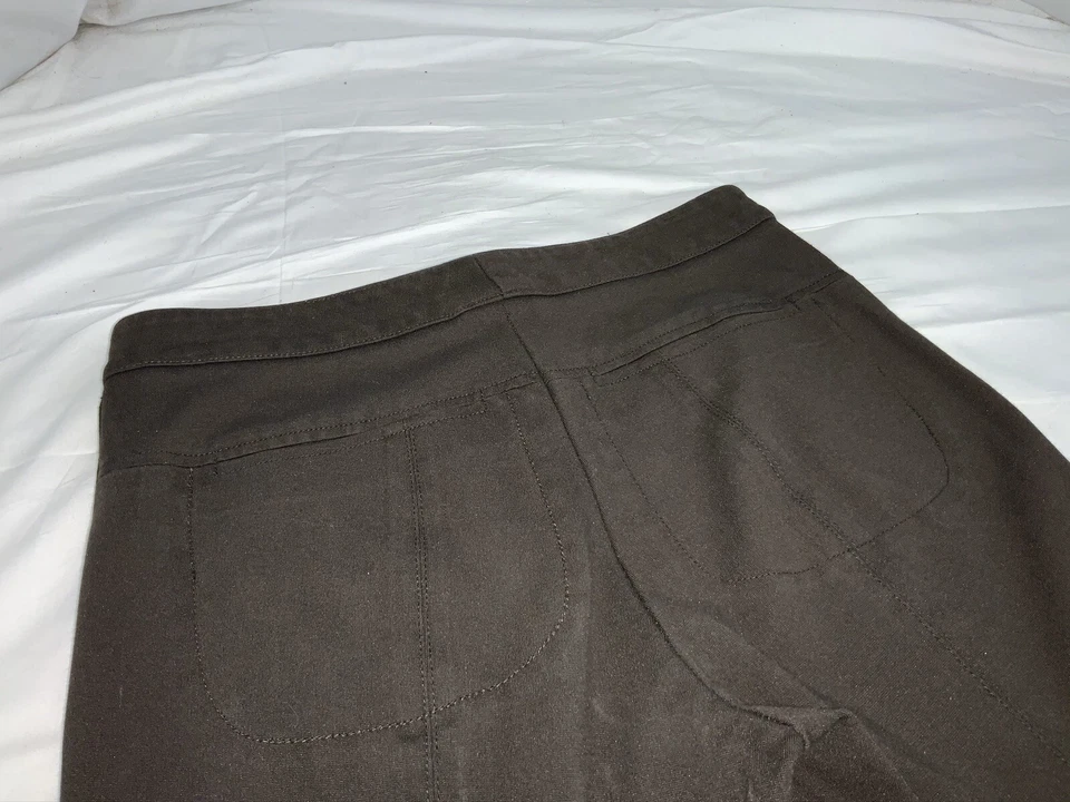 "Pantalones Vince talla 4 marrón nailon algodón elástico 26"" entrepierna pierna recta YGI D0-530" Foto 4 de 4