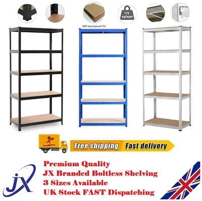 5 Tier Racking Heavy Duty Garage Shelving Storage Shelves Boltless Steel Unit