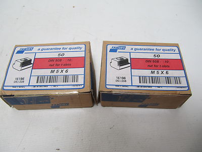 (NEW) Box of 50 Fabory M5x6 DIN 508 Nuts for T-Slots 16196 050.006