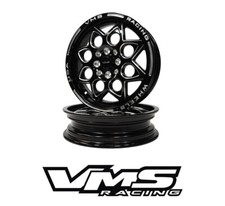 2 15x3.5 Vms Racing Rocket Black Import Drag Wheels Skinnies 4x1004x114 Et10