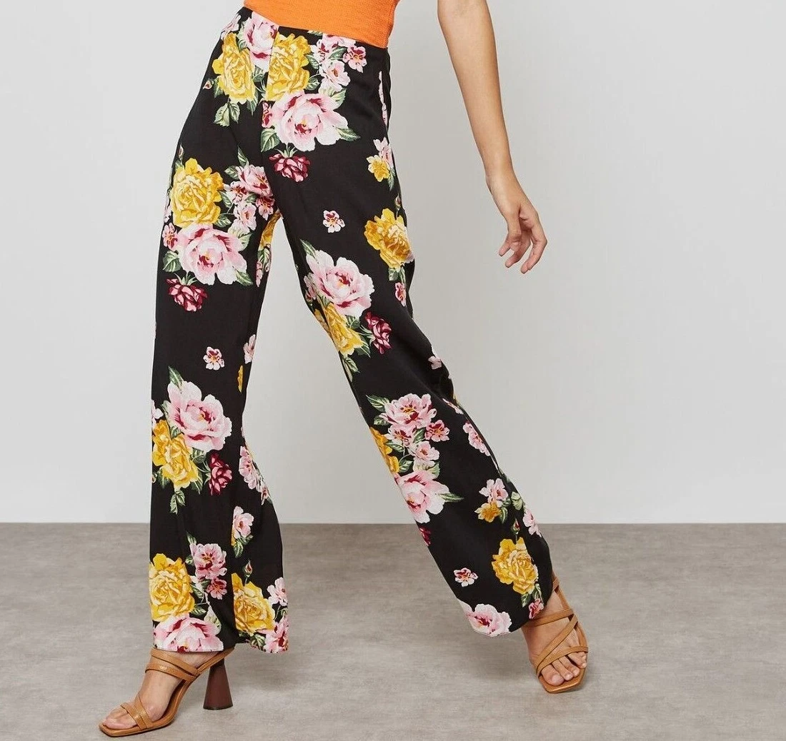 Miss Selfridge PETITE Floral Print Flower Power Palazzo Pants Wide