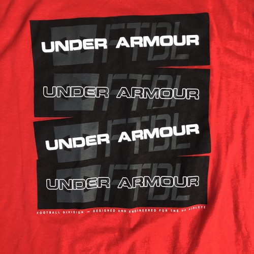 Under Armor FTBL Red Graphic Print T-Shirt Mens Size XL C102 - Picture 3 of 7
