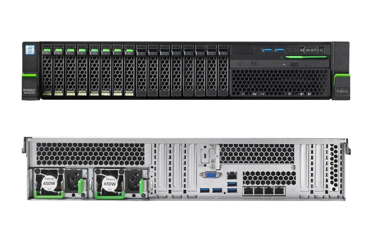 サーバー Fujitsu PRIMERGY RX2540 M2 24GB Xeon E5 Fujitsu Primergy RX2540 M2 2x 14-Core E5-2690v4 16x2.5 HDD Bay