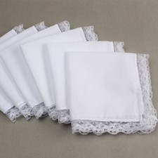 10pcs Baumwolle Taschent&uuml;cher Spitze Wei&szlig;e Hochzeit Hanky Weiche Dekor Einfarbe