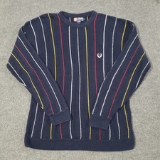 vintage chaps ralph lauren knit sweater mens striped crest logo multicolor