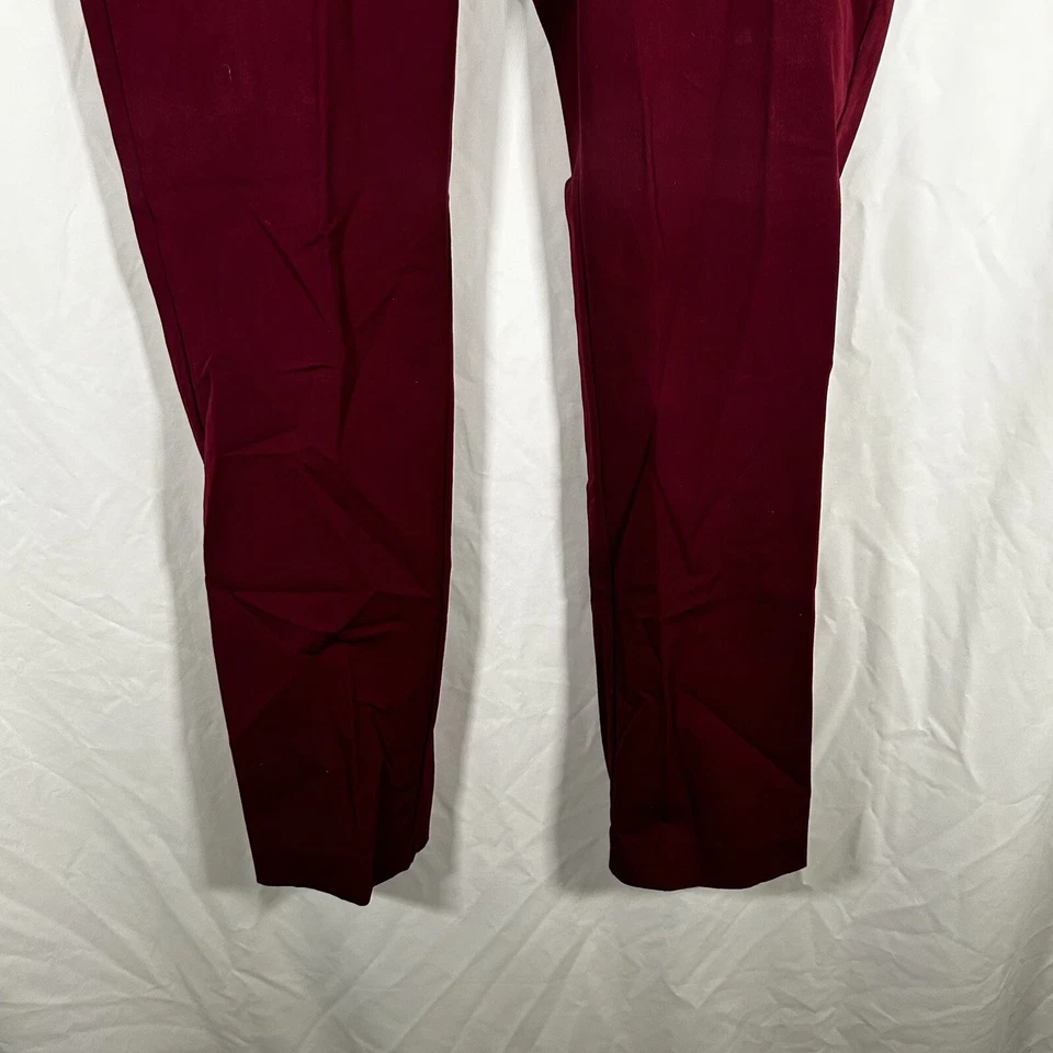 Pantalones de vestir Alfani para mujer 10 rojos tiro medio bolsillos botón cremallera mezcla de algodón Foto 3 de 4