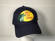 Bass Pro Shop Navy Hat Cap Snapback Gone Fishing Adjustable Mesh