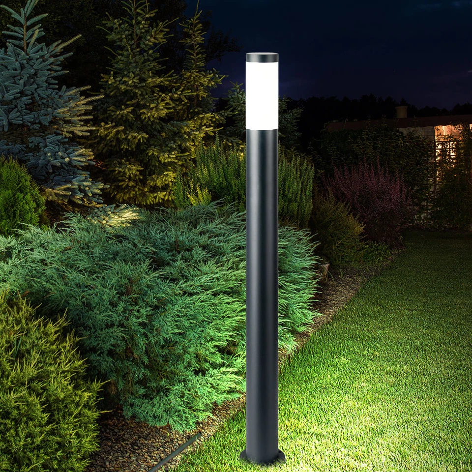 Stehlampe Außenleuchte Gartenleuchte Terrasse Edelstahl anthrazit E27 H 110 cm - Bild 3 von 4
