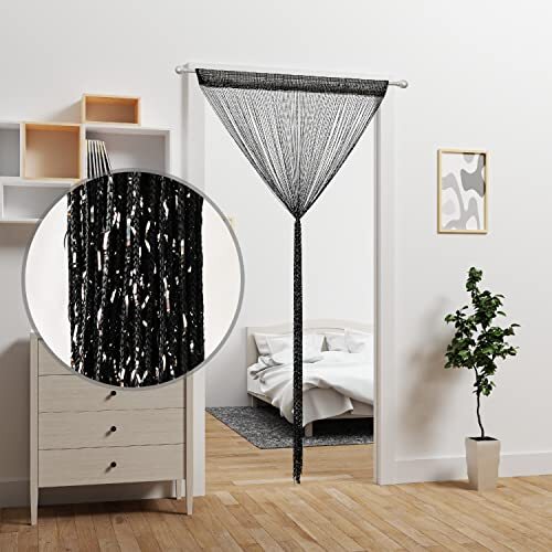 Cortina de cadena de puerta Cortinas de cuentas de puerta, divisor de habitación colgante 39 x 79 pulgadas 1 negro - Imagen 2 de 7