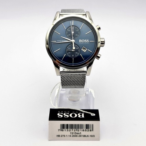 BOSS HB1513441 MENS JET BLUE DIAL MESH STRAP CHRONOGRAPH WATCH- UK SELLER - Picture 6 of 10