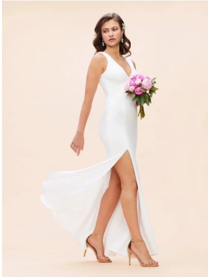 OFF WHITE ABITO LA POPOLAZIONE SANDRA SCOLLO A V BIANCO SPORCO COSCIA SPACCO ALTO ABITO VESTITO XS=2 4