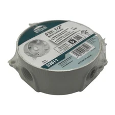Hubbell Bell Outdoor 5361-1 Metal Outlet Box Wet Locations White 5 Holes 1/2"