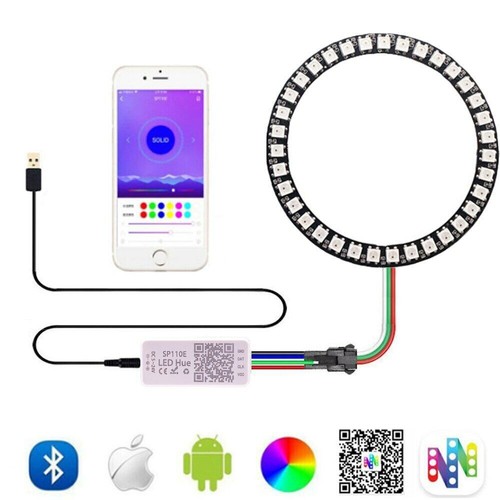WS2812B Led Pixel Ring light 5050 RGB WS2812 SP110E Bluetooth Controller 5V USB - Picture 24 of 26