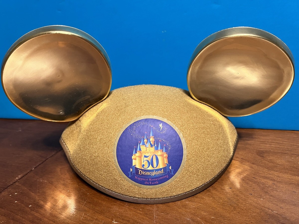Disneyland 50th Anniversary Gold Mickey Ears (stitched W  display picture 1