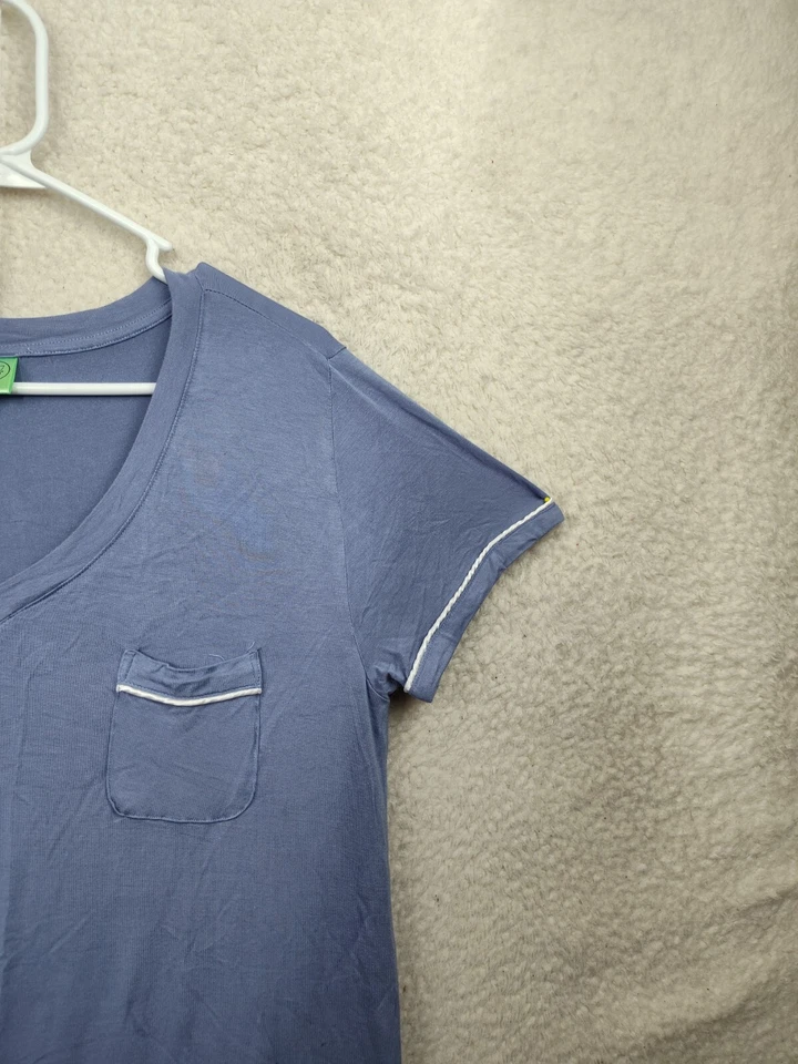 Bata de mujer Honeydew extra grande azul mezcla de rayón manga corta pijama camisa para dormir Foto 3 de 4