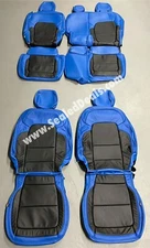 BLUE & BLACK LEATHER SEAT COVERS FOR FORD BRONCO 4 DOOR FULL SIZE BIG BEND 
