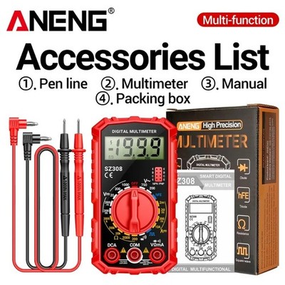 Digital Multimeter LCD Voltmeter Ammeter Ohmmeter Volt AC DC Tester Leads Meter