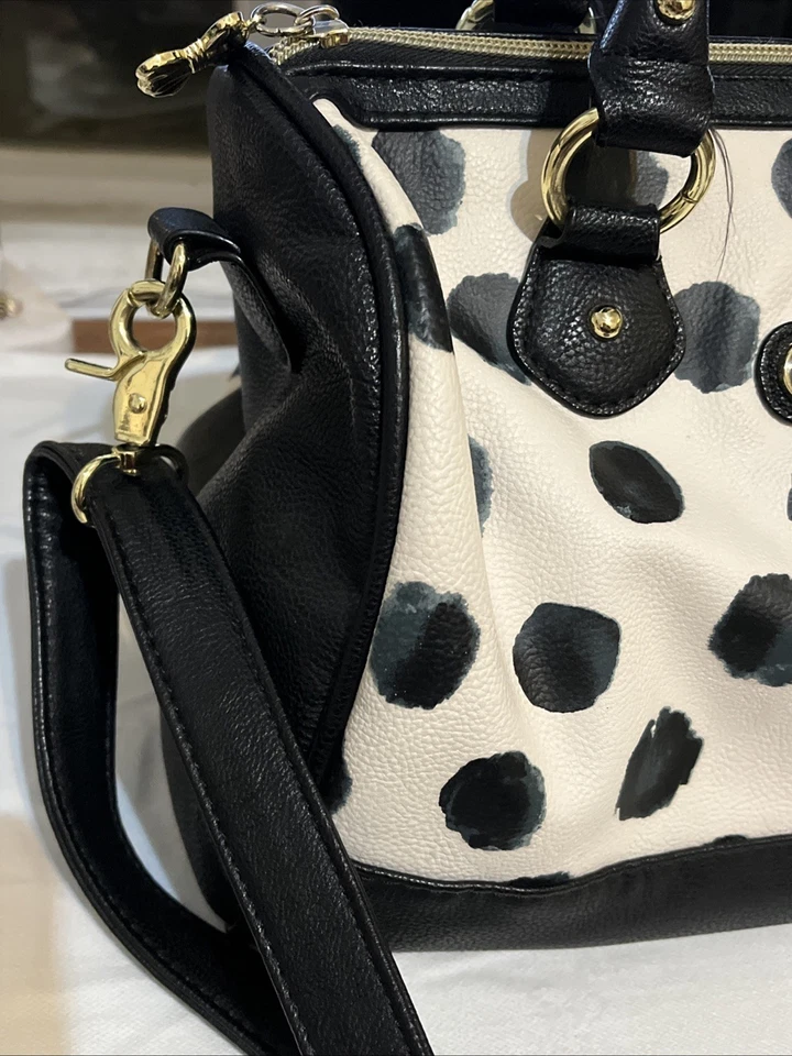 Betsey Johnson 女式白色黑色圆点挎包/顶部提手包 — 第 3/4 张图片