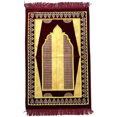 Muslim Prayer Rug Islamic Janamaz Salah Mat - Red Made in Turkiye 43x28
