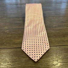 Men's Neck Tie Antonio Ricci Pink with Blue Polka Dot Pattern Hand Made