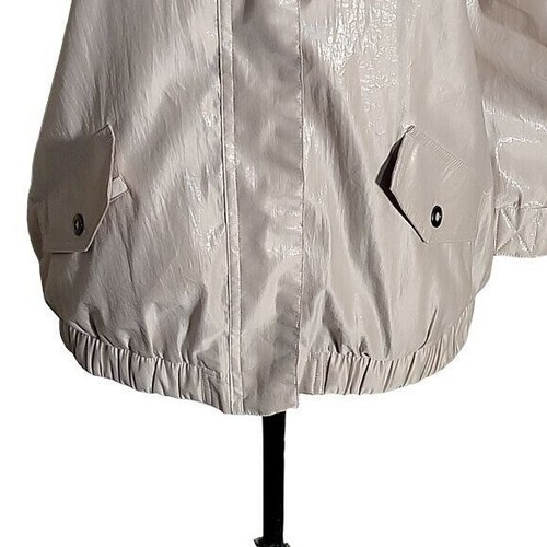 CHICO'S Shinny Jacket Lightweight Rain Wind Breaker 3/4 Sleeve Beige Coat S - Picture 5 of 7