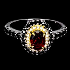 925 Sterling Silver Ring Oval Mozambique Garnet 7x5mm Spinel Gemstone Jewelry 8