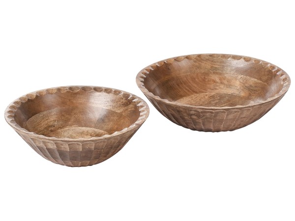 Obstschalen Aus Mangoholz 2-Teiliges Set Handgefertigt Braun Sohag-image