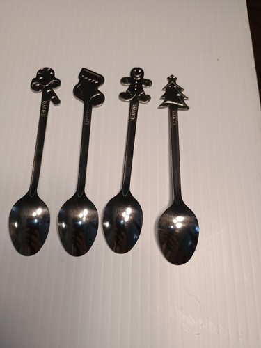 4 Vintage Christmas LBVYR Mini Spoons Gingerbread Man/Stocking/Candy Cane/Tree - Picture 5 of 15