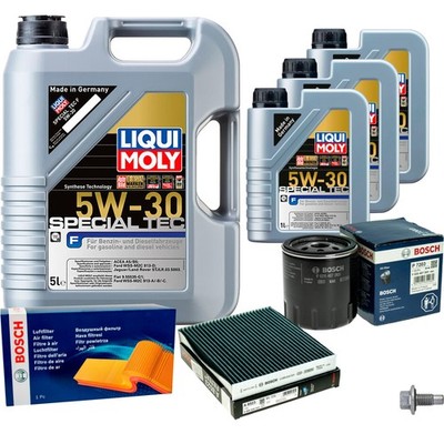 BOSCH Inspektionspaket 8 L Liqui Moly Special Tec F 5W-30 für Jaguar XE X760