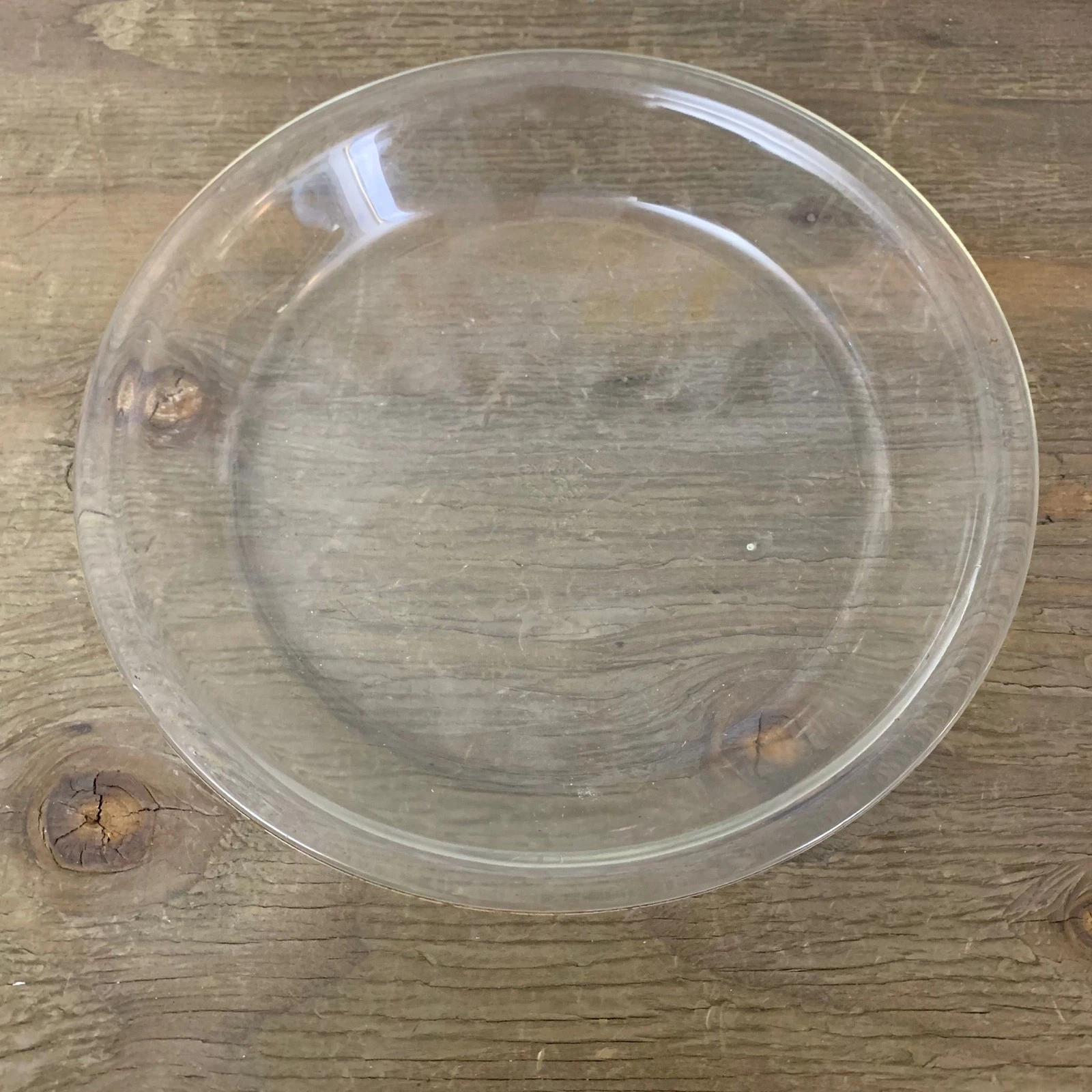 Pyrex Glass Pie Plate Round Clear Ovenware Baking Dish Made in USA Scratched