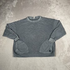 Free People Movement Sweatshirt Womens Small Blue Metti Crew Distressed Pullover