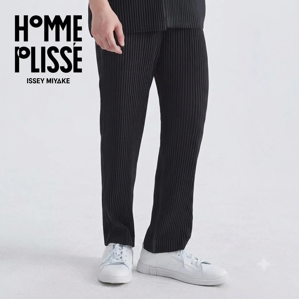 size2 イッセイミヤケ　HOMME PLISSE JF150 パンツ Japan Homme Plisse ISSEY MIYAKE Straight Leg Black Casual Pants