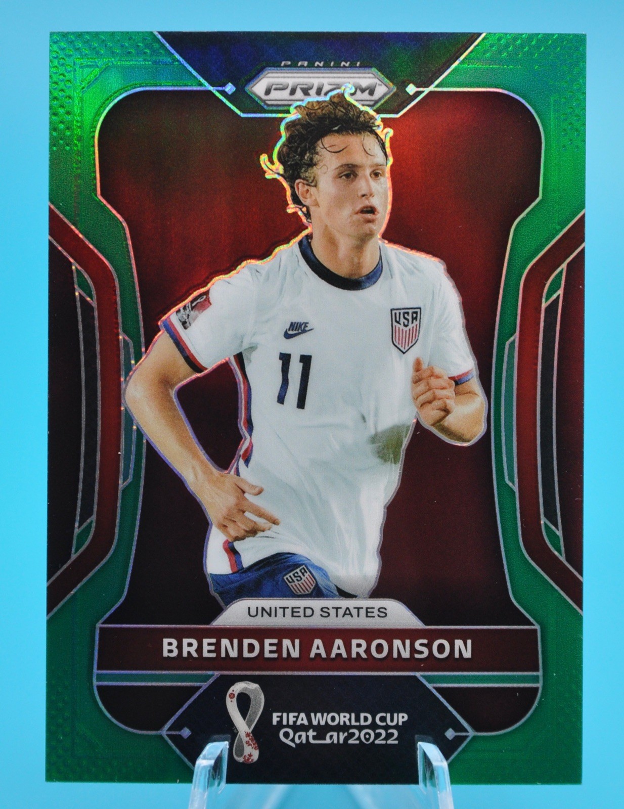 2022 Panini Prizm World Cup Brenden Aaronson Green Prizm /5 #200 United States