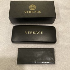 Brand New Versace Authentic Black Hard Eyeglass Case W/ Box  Cleaning Cloth
