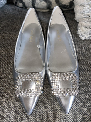 New Nine West Women's Silver Jesikes Ballet Flat Size 6.5