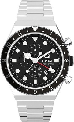 Herrenuhr TIMEX Q GMT TW2V69800 Chrono Edelstahl Schwarz