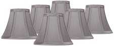 Set of 6 Bell Chandelier Lamp Shades Pewter Gray Small 3x6x5 Candelabra Clip-On