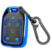 for GMC Key Fob Cover with Keychain, Key Case Shell TPU Full Style 3-blue