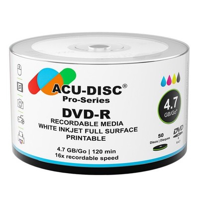 1800 ACU-DISC Pro-Series DVD-R White Inkjet Printable 16x 4,7GB 120min Full Face